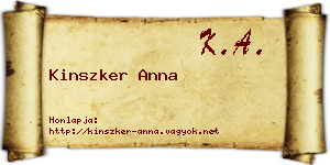 Kinszker Anna névjegykártya